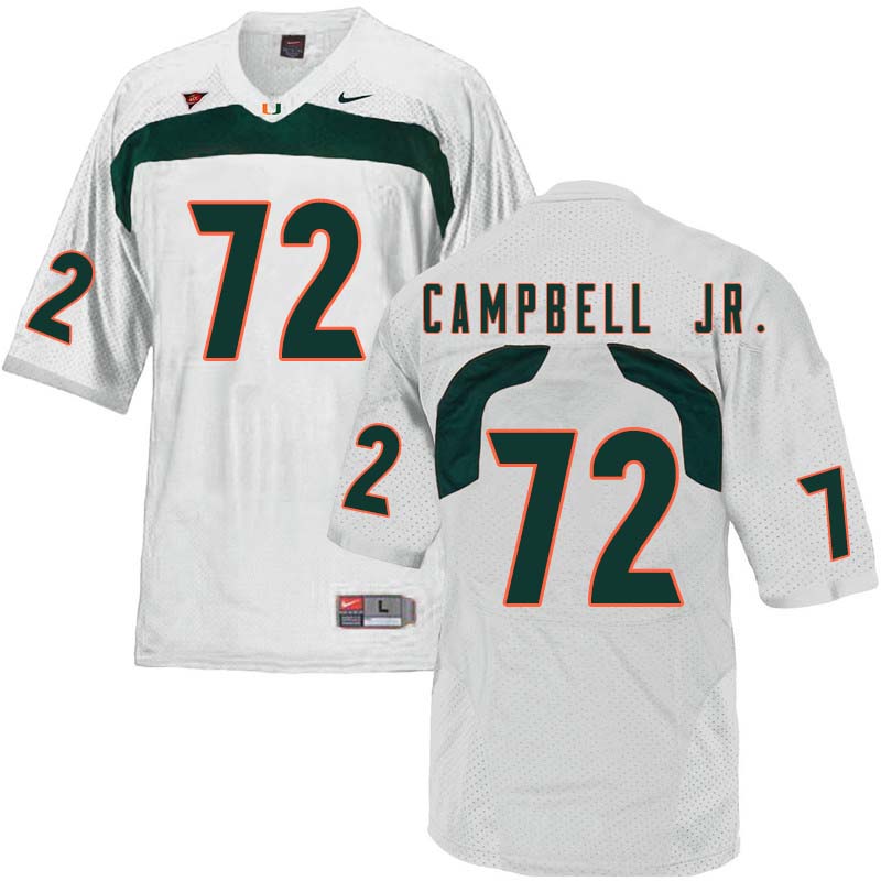 Nike Miami Hurricanes #72 John Campbell Jr. College Football Jerseys Sale-White - Click Image to Close